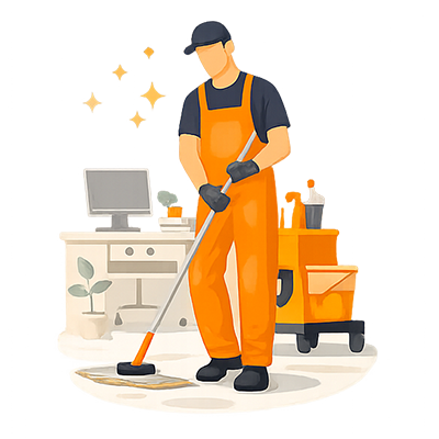 Reinigung Büro Illustriertes Bild