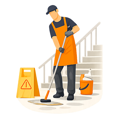 Reinigung Treppenhaus Illustriertes Bild